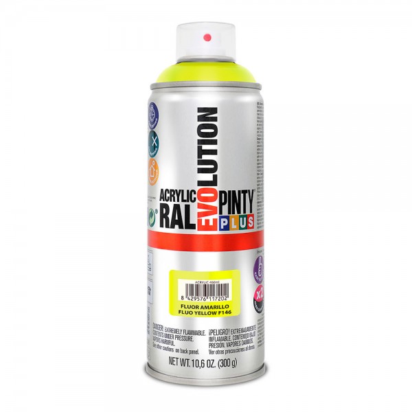 Pintura acrílica spray evolution 520 cc f146 fluor amarillo 300 g (pack 2 unidades) Pintura acrílica spray evolution 520 cc f146 fluor amarillo 300 g (pack 2 unidades)