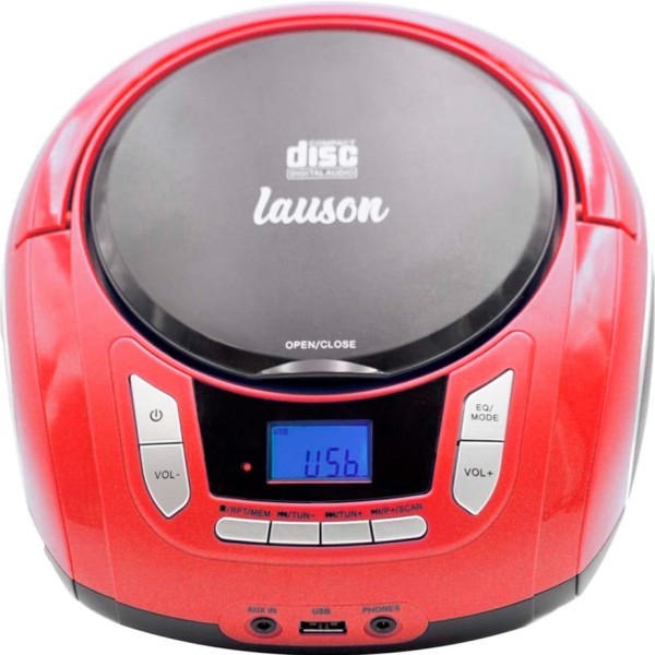 Lauson nxt966 rojo / reproductor radio cd con altavoces incorporados